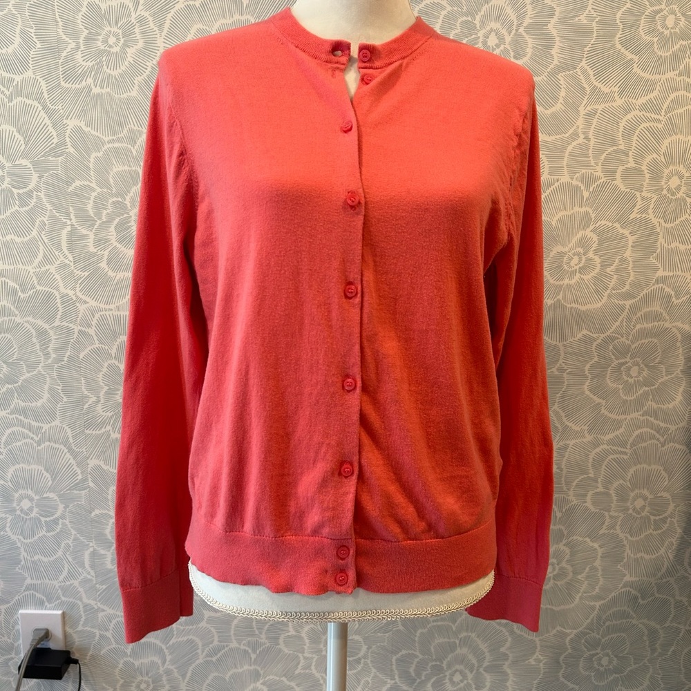 JCrew Factory Bright Pink Crew Neck Button Down Classic Cardigan - Sz XL